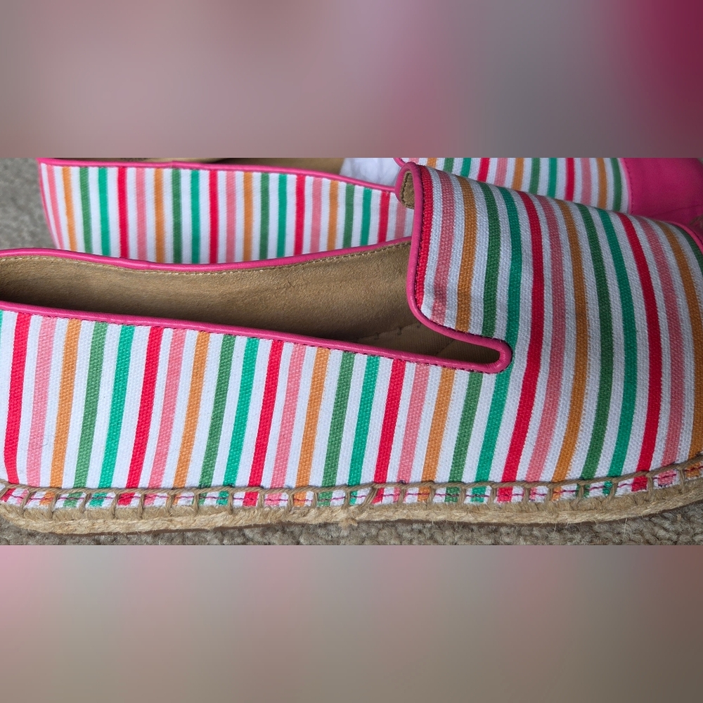 Talbots Izzy Colorful Striped Pink Toe Espadrilles Size 9.5 - Picture 3 of 6
